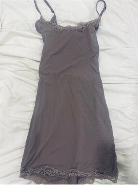 SKIMS- grey slip lace mini dress size:xs